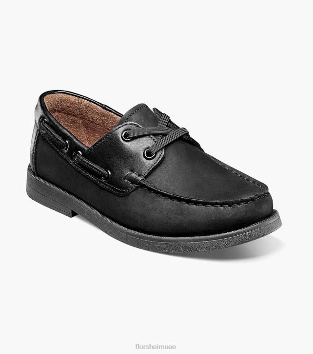 Florsheim أطفال الكروكيه الابن. حذاء قارب موك 6B6H423 nubuck الأسود الأحذية