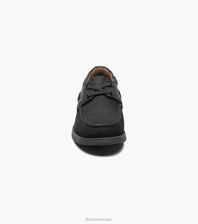 Florsheim أطفال الكروكيه الابن. حذاء قارب موك 6B6H423 nubuck الأسود الأحذية