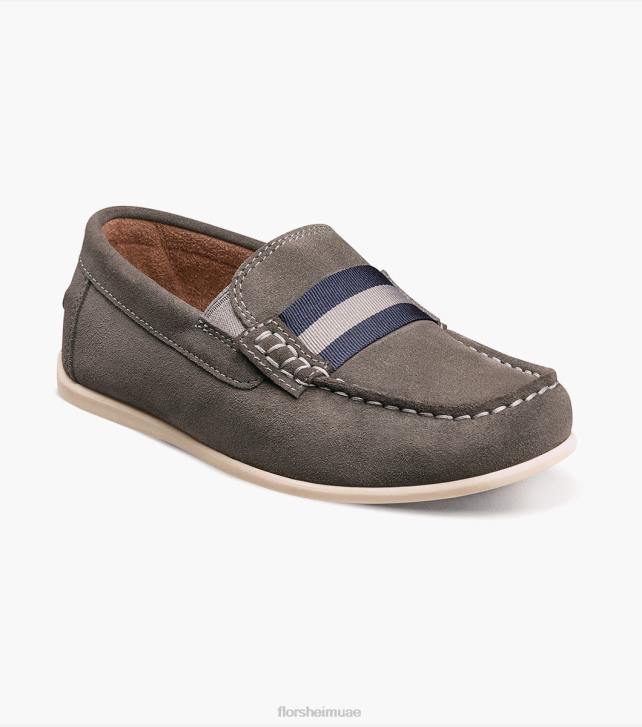 Florsheim أطفال جاسبر الابن. زنار حزام اصبع القدم متعطل 6B6H429 جلد الغزال الرمادي الأحذية
