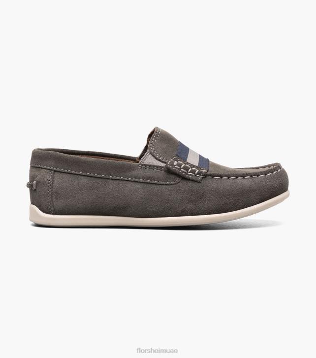 Florsheim أطفال جاسبر الابن. زنار حزام اصبع القدم متعطل 6B6H429 جلد الغزال الرمادي الأحذية