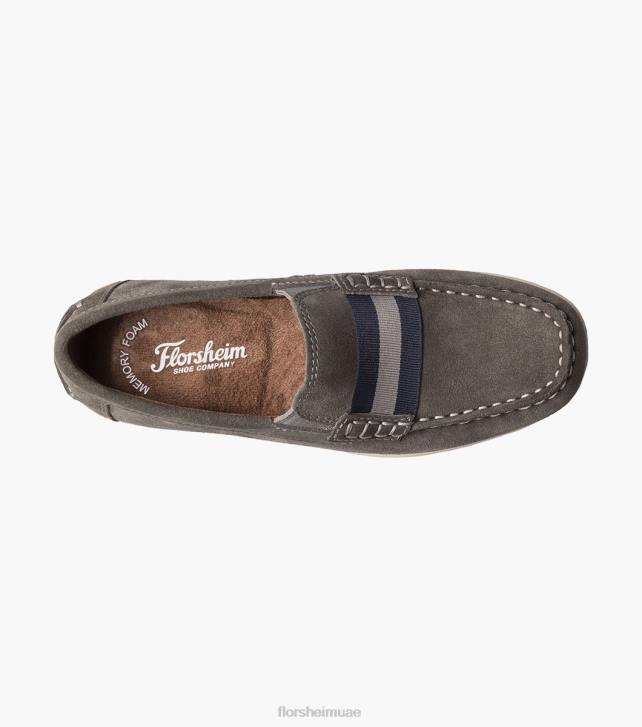 Florsheim أطفال جاسبر الابن. زنار حزام اصبع القدم متعطل 6B6H429 جلد الغزال الرمادي الأحذية