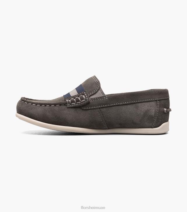 Florsheim أطفال جاسبر الابن. زنار حزام اصبع القدم متعطل 6B6H429 جلد الغزال الرمادي الأحذية