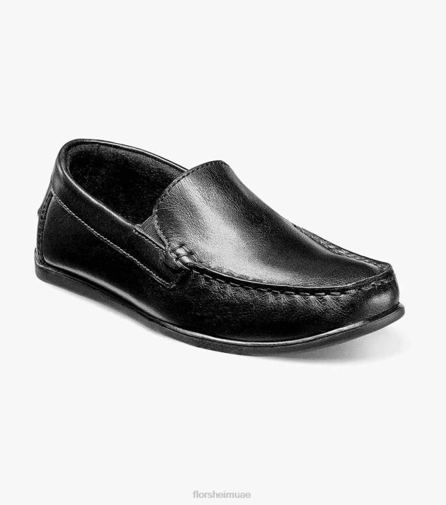 Florsheim أطفال جاسبر الابن. حذاء مسطح اصبع القدم البندقية 6B6H431 أسود الأحذية