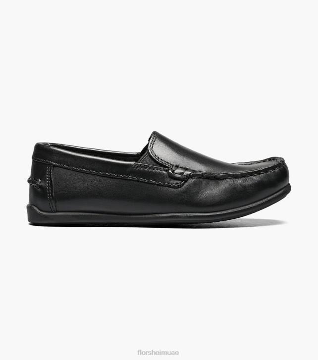 Florsheim أطفال جاسبر الابن. حذاء مسطح اصبع القدم البندقية 6B6H431 أسود الأحذية