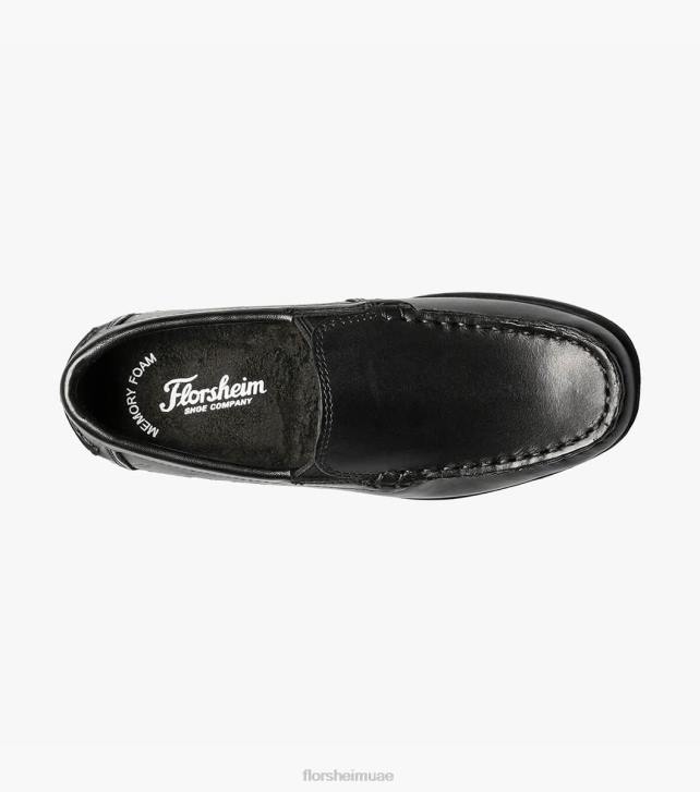 Florsheim أطفال جاسبر الابن. حذاء مسطح اصبع القدم البندقية 6B6H431 أسود الأحذية