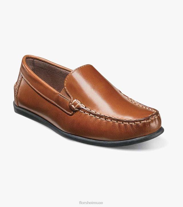 Florsheim أطفال جاسبر الابن. حذاء مسطح اصبع القدم البندقية 6B6H432 سرج تان الأحذية