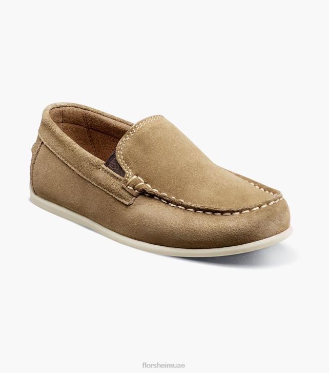 Florsheim أطفال جاسبر الابن. حذاء مسطح اصبع القدم البندقية 6B6H433 الكاكي الأحذية