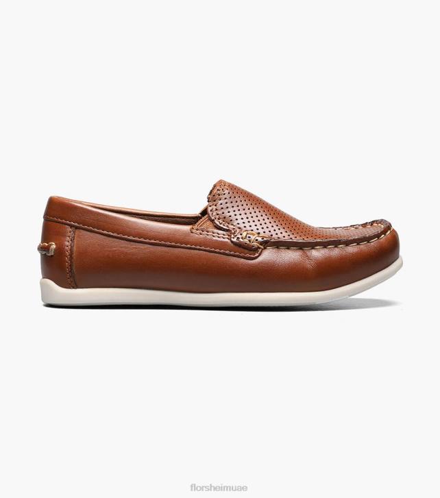 Florsheim أطفال جاسبر بيرف جونيور. حذاء مسطح اصبع القدم البندقية 6B6H467 سرج تان الأحذية