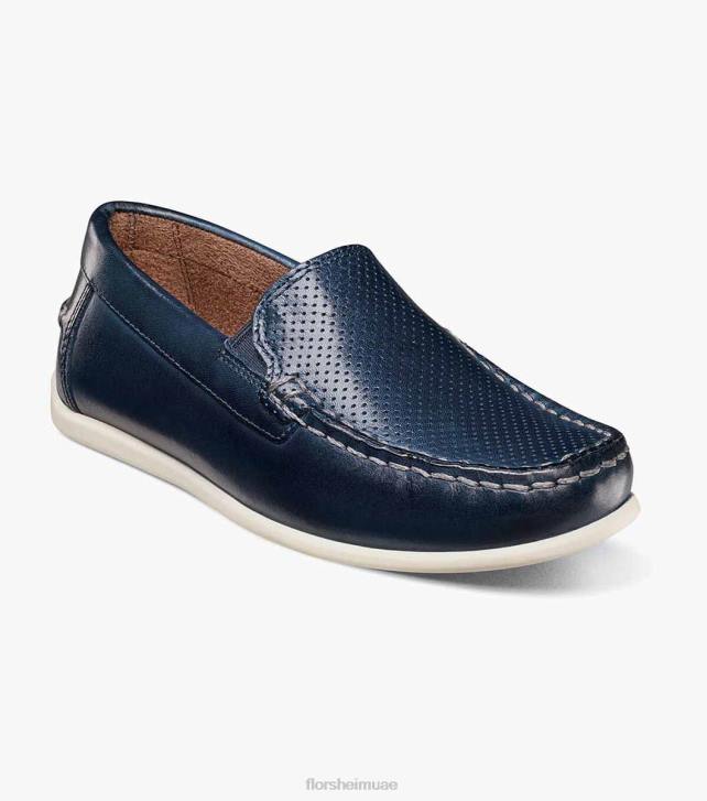 Florsheim أطفال جاسبر بيرف جونيور. حذاء مسطح اصبع القدم البندقية 6B6H468 القوات البحرية الأحذية
