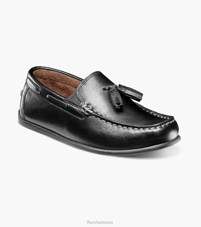 Florsheim أطفال جاسبر الابن. زنبق اصبع القدم شرابة متعطل 6B6H475 أسود الأحذية