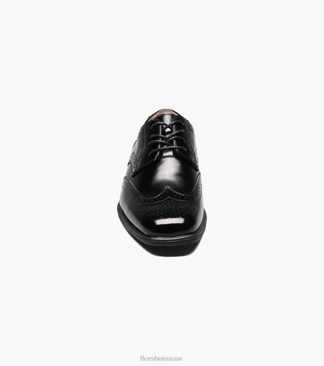 Florsheim أطفال تكشف الابن. أكسفورد طائر الجناح 6B6H484 أسود الأحذية