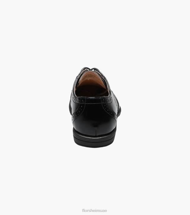 Florsheim أطفال تكشف الابن. أكسفورد طائر الجناح 6B6H484 أسود الأحذية
