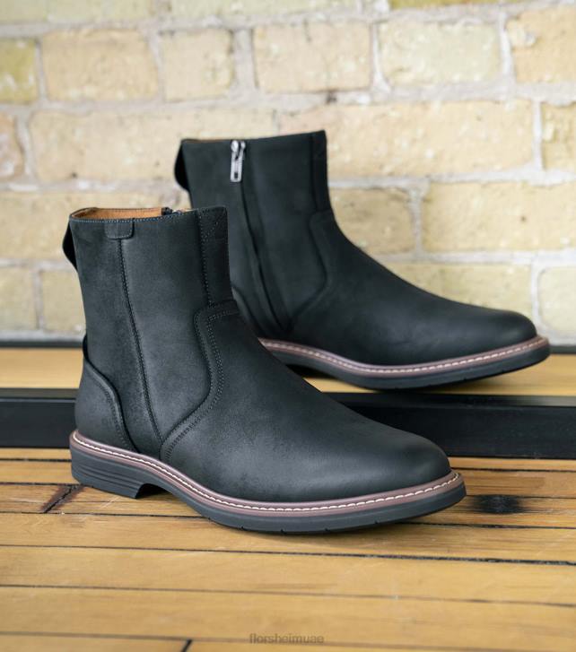 Florsheim رجال نوروالك سهل اصبع القدم التمهيد الجانب البريدي 6B6H61 الفصل الأسود الأحذية