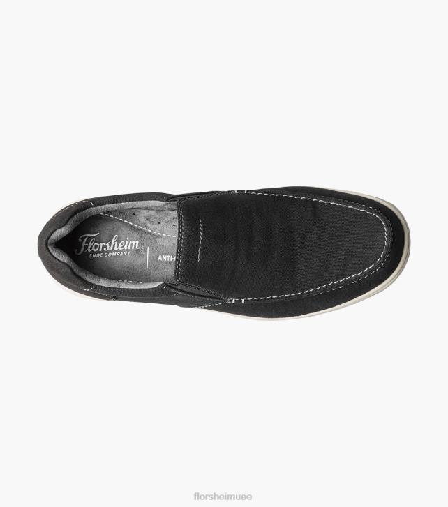 Florsheim رجال زلة مقدمة من قماش الكانفاس على ضفاف البحيرة 6B6H9 أسود الأحذية