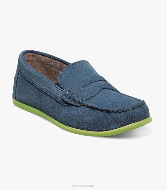 Florsheim أطفال جاسبر الابن. سائق moc تو بيني 6B6H438 جلد الغزال الأزرق الأحذية