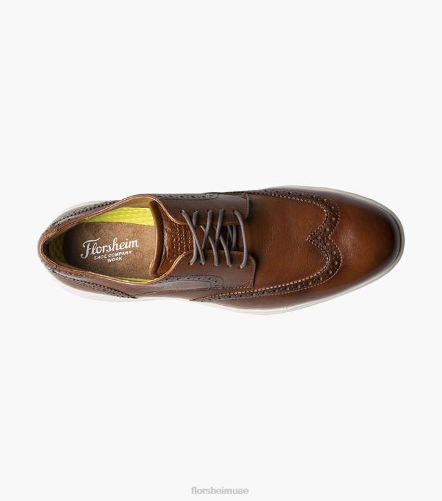 Florsheim رجال الذوق العمل الصلب اصبع القدم wingtip أكسفورد 6B6H406 كونياك الأحذية